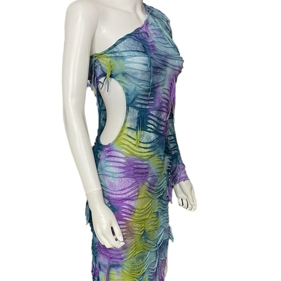 Multi Color One Shoulder Fringe Dress
New - Picture 3 of 10